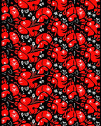 Bold Red Abstract Floral Garden Rug