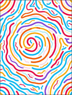 Whimsical Rainbow Swirl Abstract Lines Rug