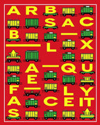 Red Yellow Green Freight Train Alphabet Rug
