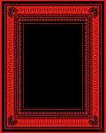 Crimson Ornamental Square Frame Rug