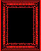 Crimson Ornamental Square Frame Rug