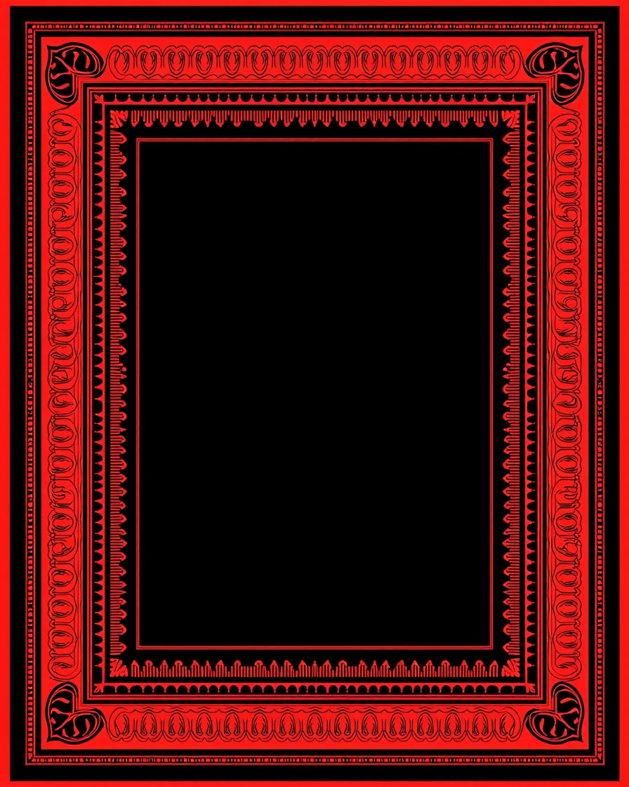 Crimson Ornamental Square Frame Rug