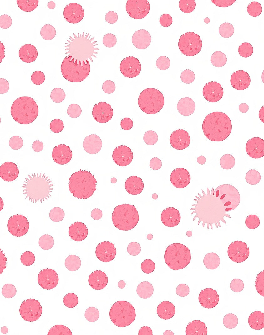Pink Circles Sunburst Scatter Rug