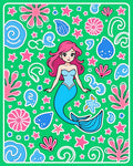 Pink Mermaid Ocean Stars Green Rug