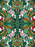 Emerald Red Golden Swirl Foliage Rug
