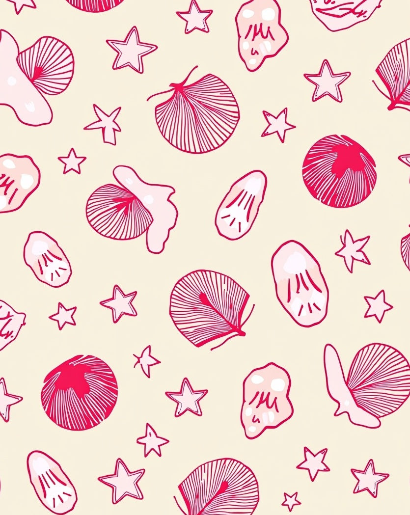 Pink Seashell Star Scatter Rug