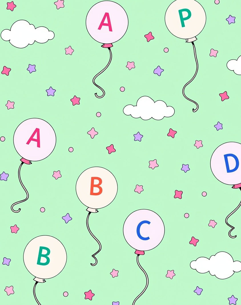 Pastel Balloons With Stars And Clouds Rug