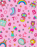 Whimsical Pink ABC and Number Collage Rug