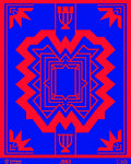Bold Blue Red Geometric Symmetry Rug