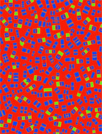 Bold Blue Red Rectangles Random Layout Rug