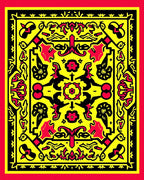 Bold Yellow Red Abstract Garden Rug