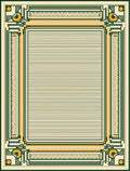 Vintage Cream Green Yellow Geometric Border Rug