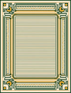 Vintage Cream Green Yellow Geometric Border Rug