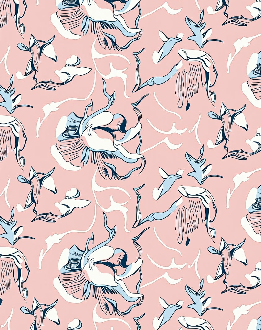 Abstract Pink Floral Medallion Swirls Rug