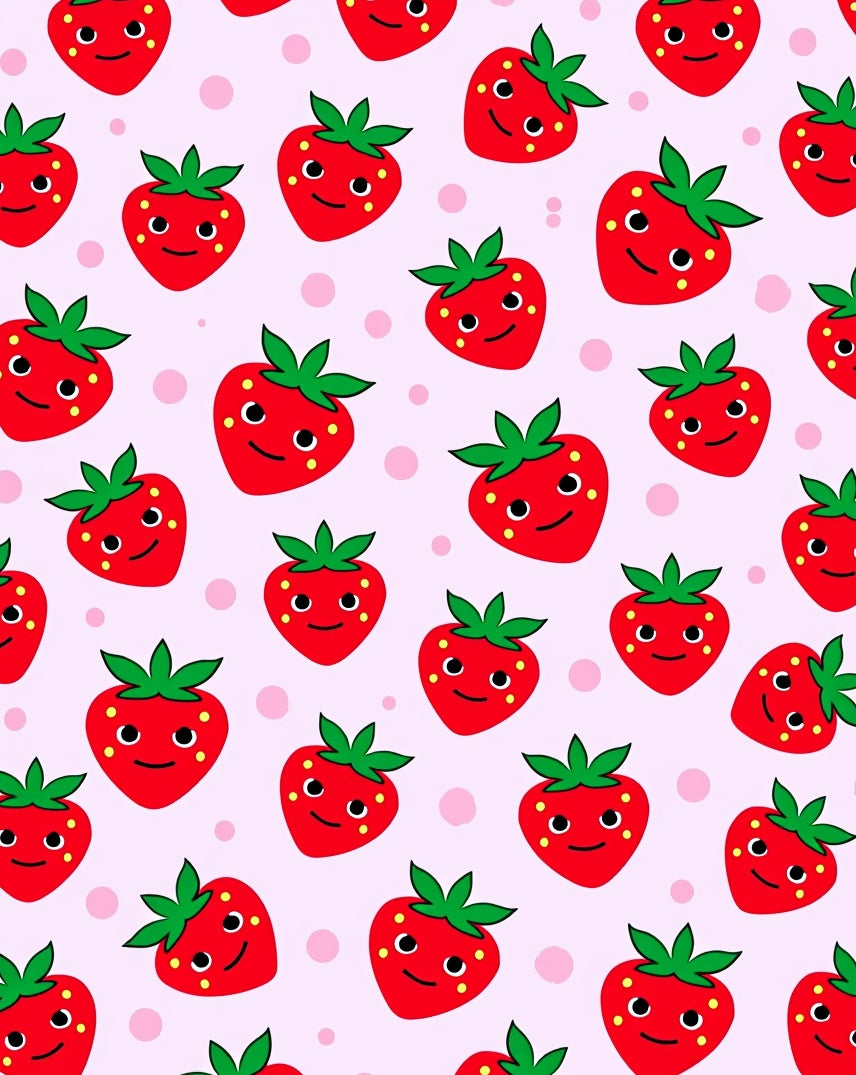 Happy Red Strawberry Collage Rug