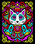 Vibrant King Cat Psychedelic Swirls Rug