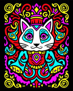 Vibrant King Cat Psychedelic Swirls Rug