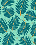 Teal Fern Tropical Foliage Rug