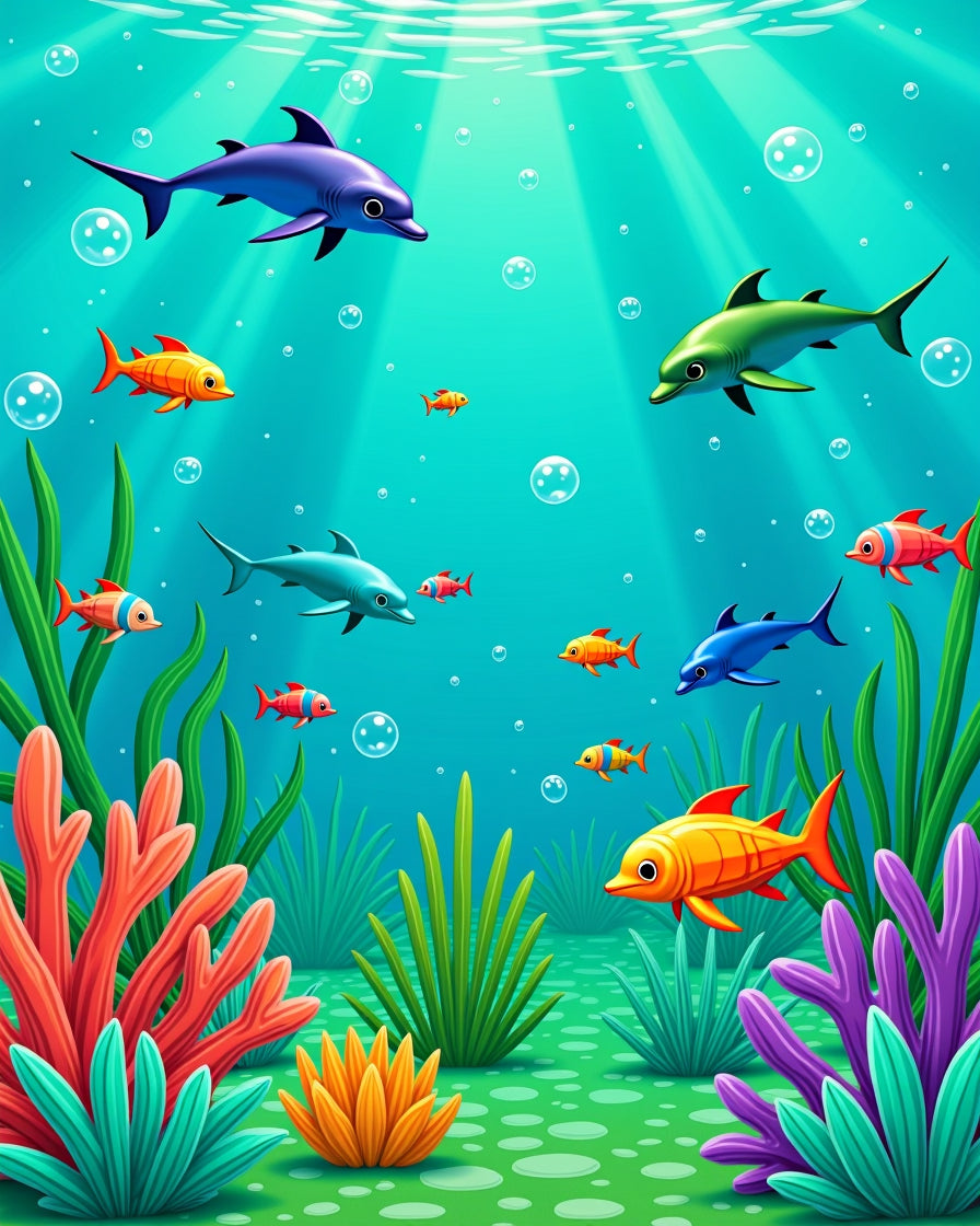 Ocean Life Dolphins And Fish Rug