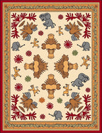 Joyful Safari Animals Khaki Border Rug