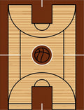 Wooden Basketball Court Court Lines Rug