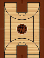 Wooden Basketball Court Court Lines Rug