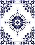 Traditional Navy Floral Medallion Border Rug