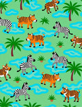 Jungle Animals Orange Tiger Zebra Fun Rug