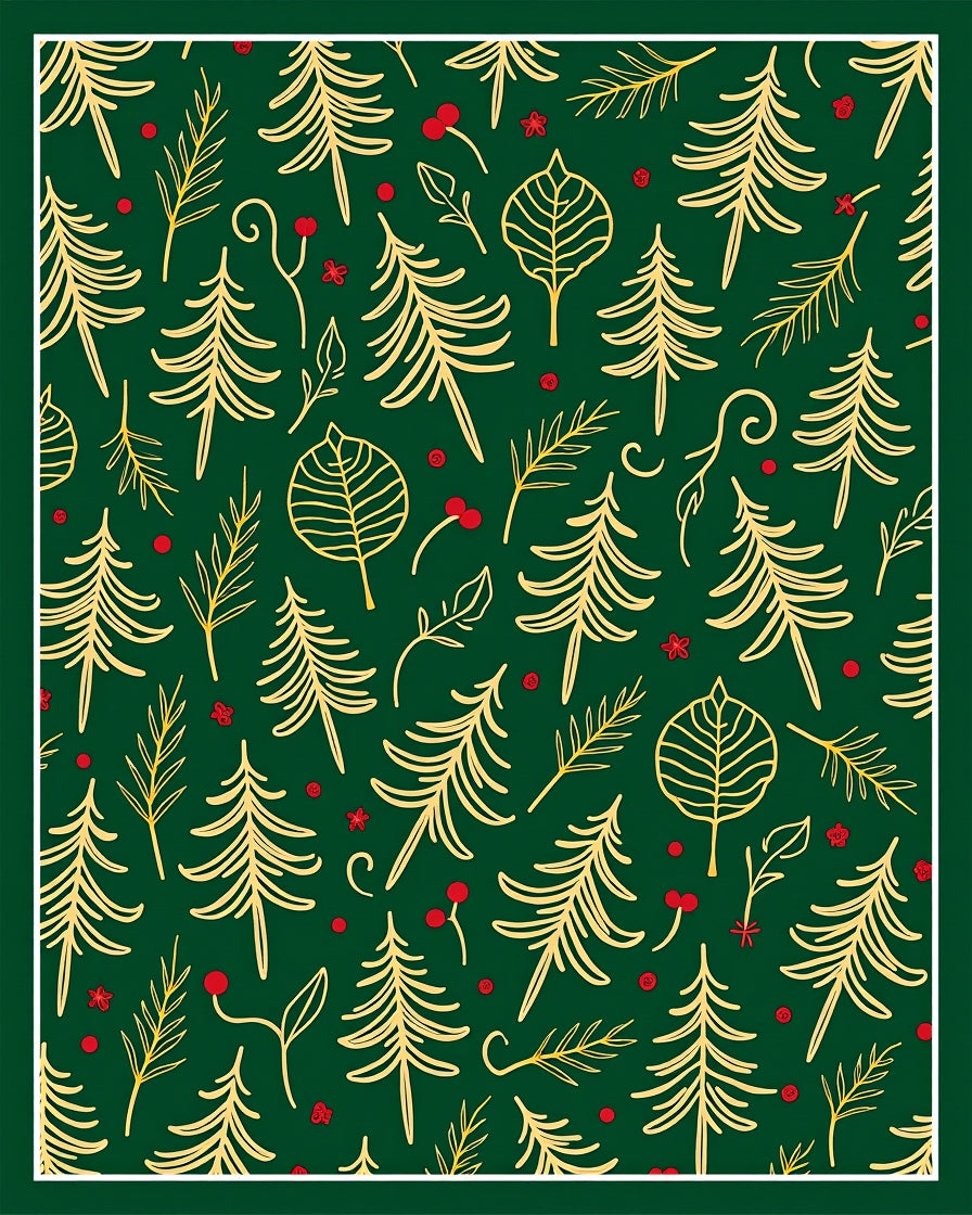 Golden Pine Trees Berry Foliage Rug