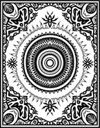 Bold Black Mandala Sunburst Design Rug