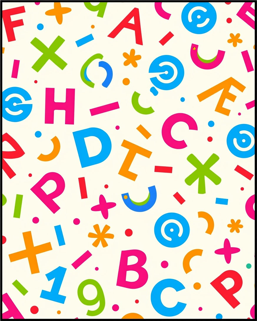 Colorful Alphabet Scatter Playful Rug