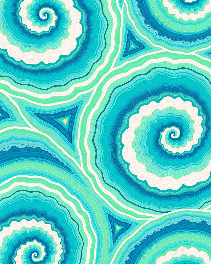 Teal Aqua Swirl Agate Slice Rug