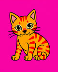 Orange Tabby Cat Whimsical Art Rug