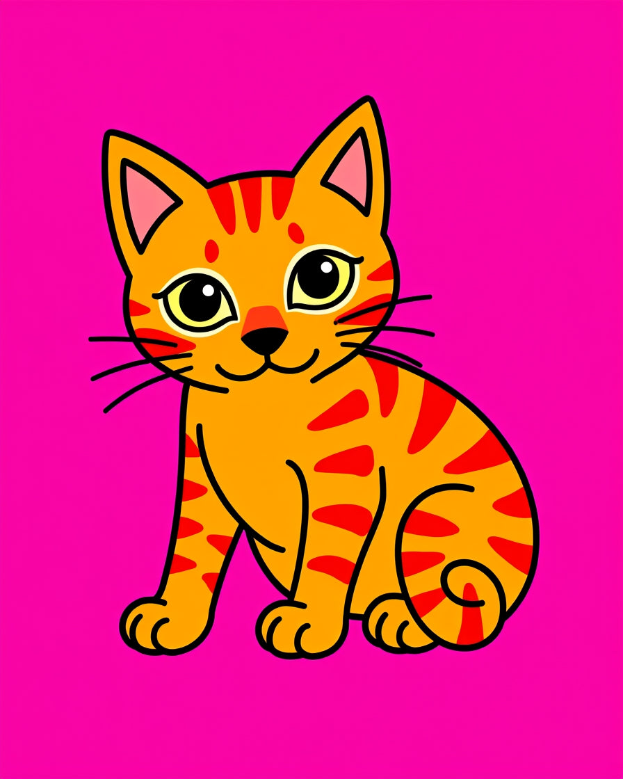 Orange Tabby Cat Whimsical Art Rug