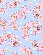 Whimsical Pink Kawaii Character Blooms Rug