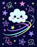 Whimsical Cloud And Stars Swirl Rug