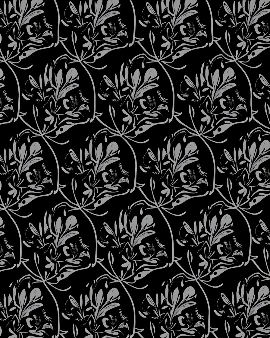 Monochromatic Botanical Vine Illustration Rug