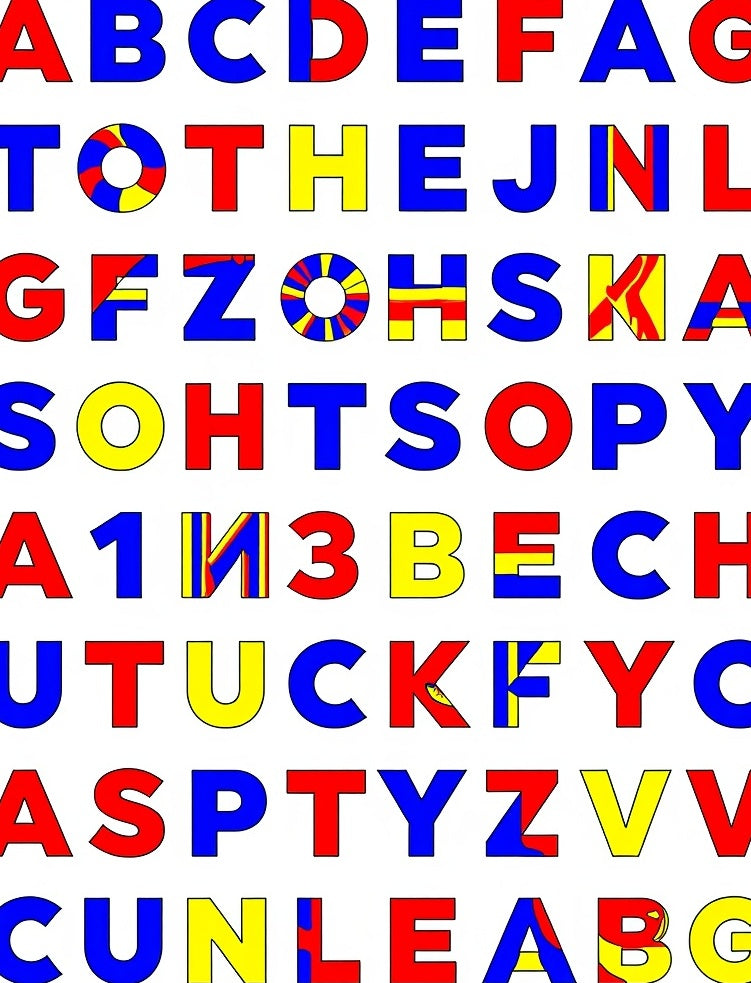 Alphabet Blocks Red Blue Yellow Rug