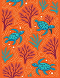 Orange Ocean Turtle Coral Whimsy Rug