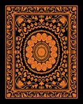 Vibrant Orange Floral Mandala Ornament Rug