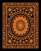 Vibrant Orange Floral Mandala Ornament Rug