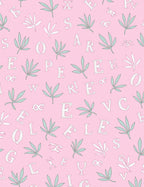 Pink Botanical Alphabet Collage Rug