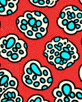 Bold Red Cream Aqua Clouds Rug