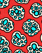 Bold Red Cream Aqua Clouds Rug