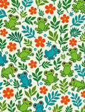 Whimsical Green Frogs Floral Garden Rug