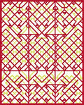Crimson and Pale Yellow Geometric Lattice Rug