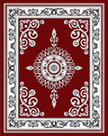 Deep Red Ornate Starburst Framing Rug