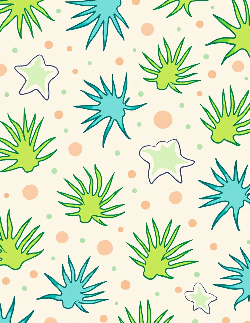 Whimsical Green Starburst Foliage Cluster Rug