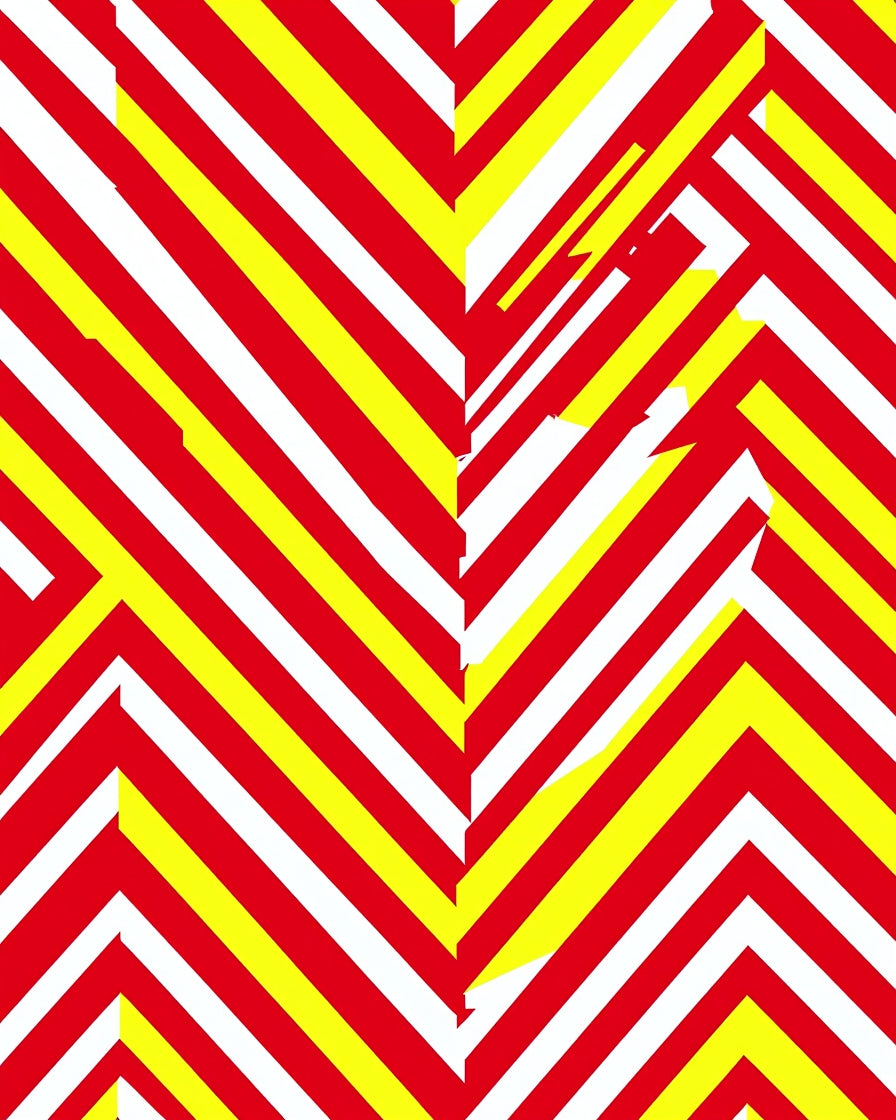 Bold Red Yellow Chevron Stripe Rectangles Rug