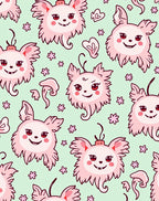 Playful Pink Cartoon Critters Scattered Flowers Rug